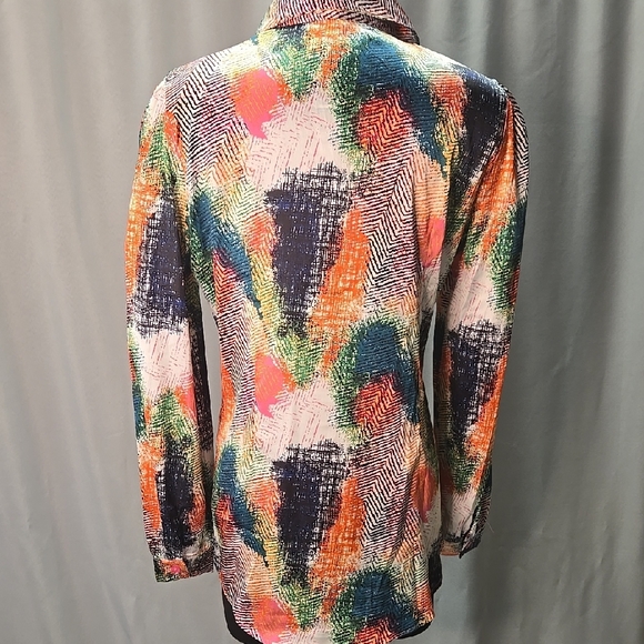 Red and Orange Artistic Blouse with Long Sleeves - Picture 7 of 8